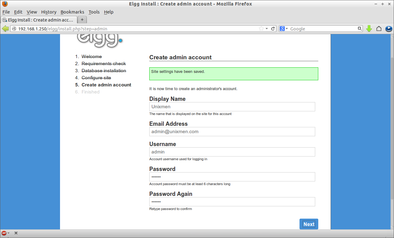Elgg Install : Create admin account - Mozilla Firefox_006