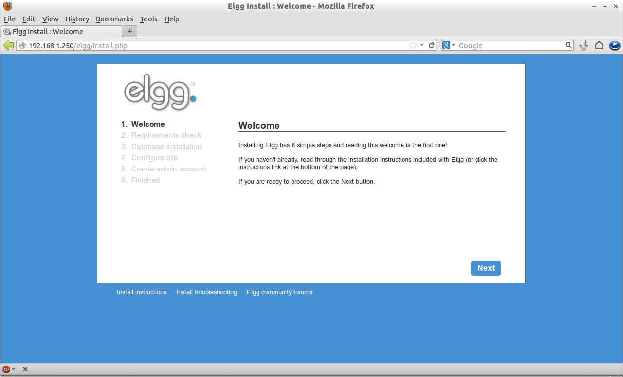 Elgg Install : Welcome - Mozilla Firefox_001