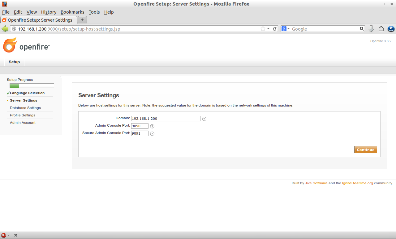 Openfire Setup: Server Settings - Mozilla Firefox_002