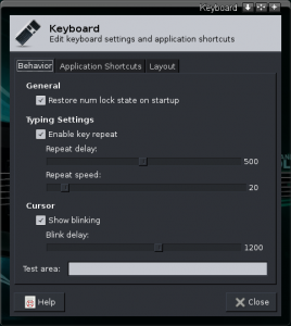Keyboard Settings Window