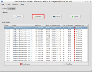 PeerGuardian Linux - Blocking 184874 IP ranges (2832318144 IPs)._004