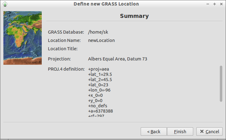 Define new GRASS Location_009