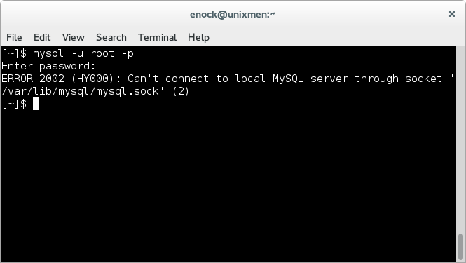 Can't connect to local MySQL server through socket
