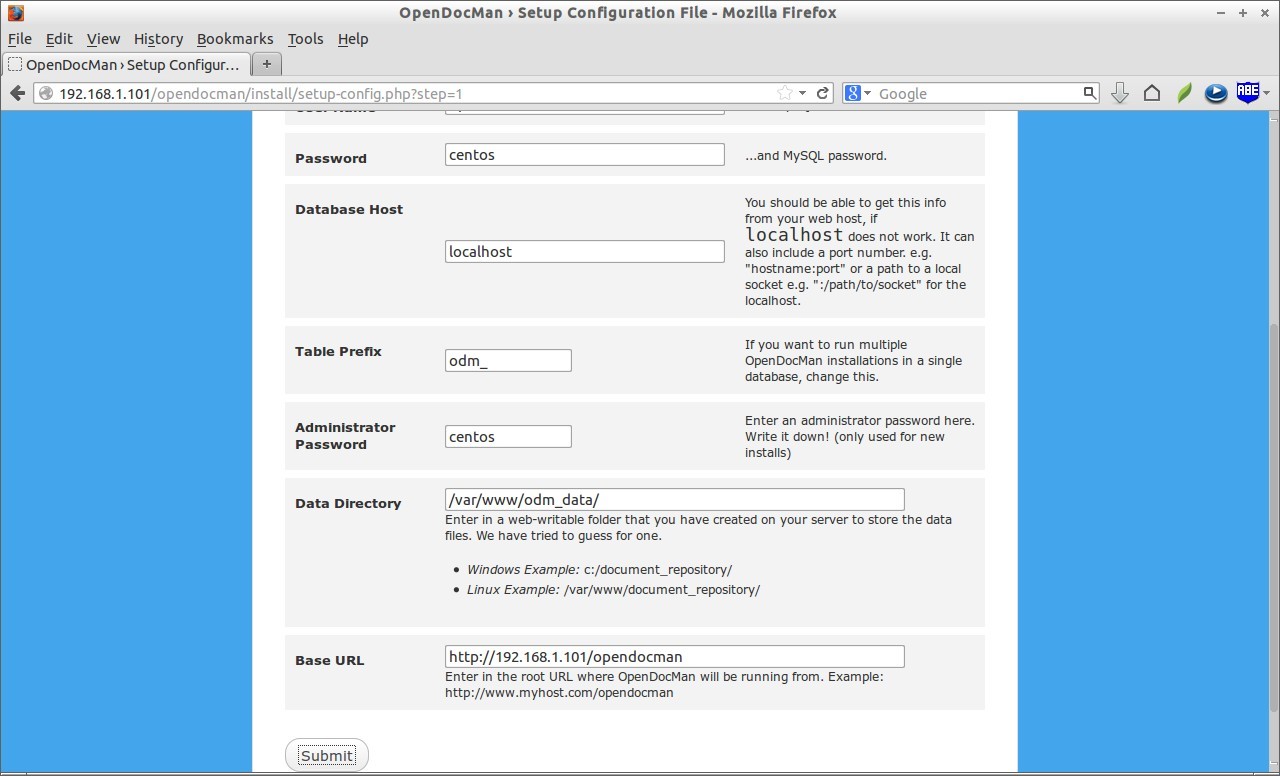 OpenDocMan › Setup Configuration File - Mozilla Firefox_003