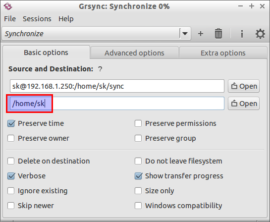 Grsync: Synchronize 0-_014