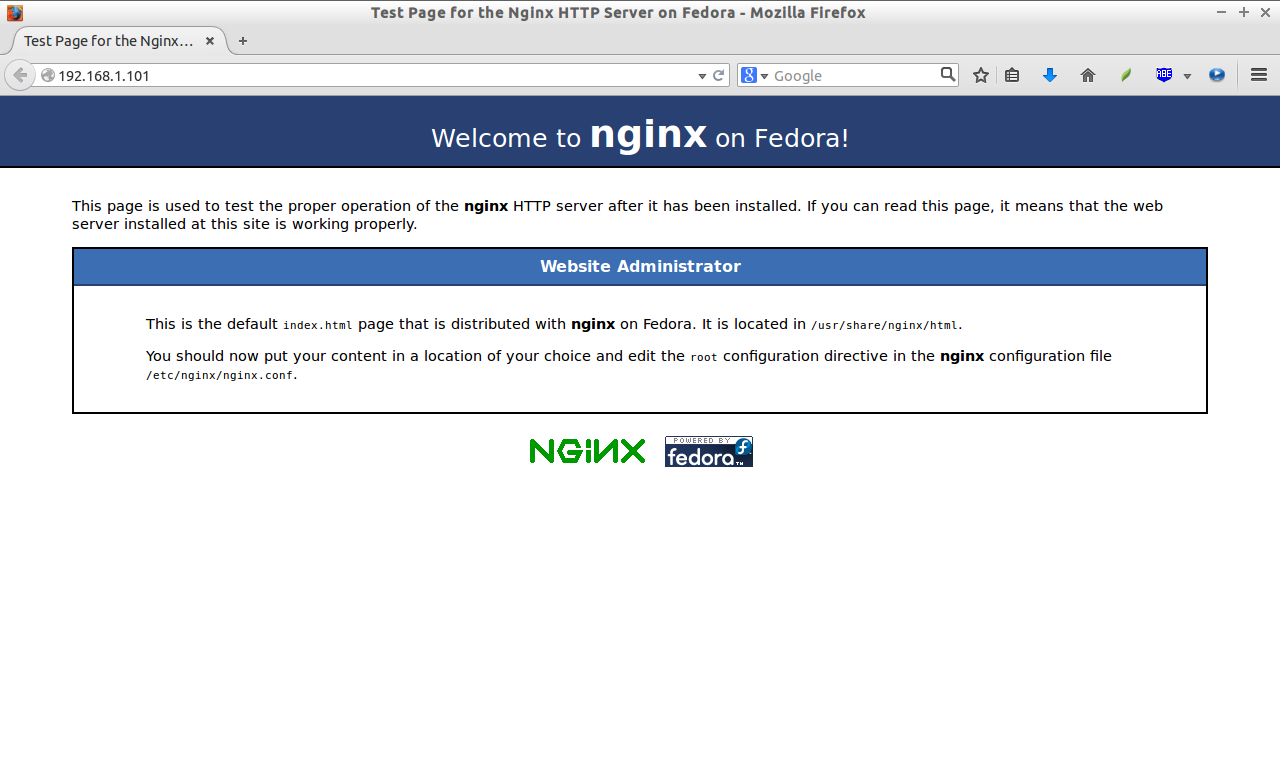 Test Page for the Nginx HTTP Server on Fedora - Mozilla Firefox_001