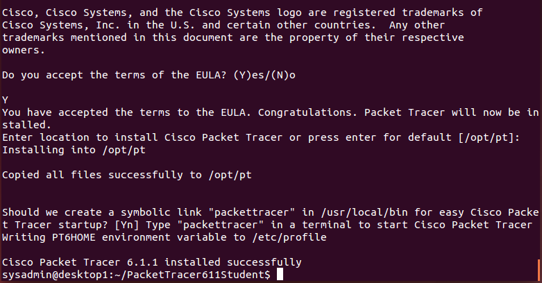 Packet tracer installed