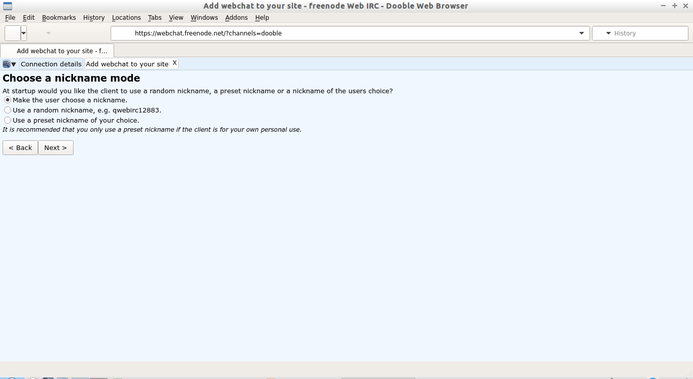 Add webchat to your site - freenode Web IRC - Dooble Web Browser_012