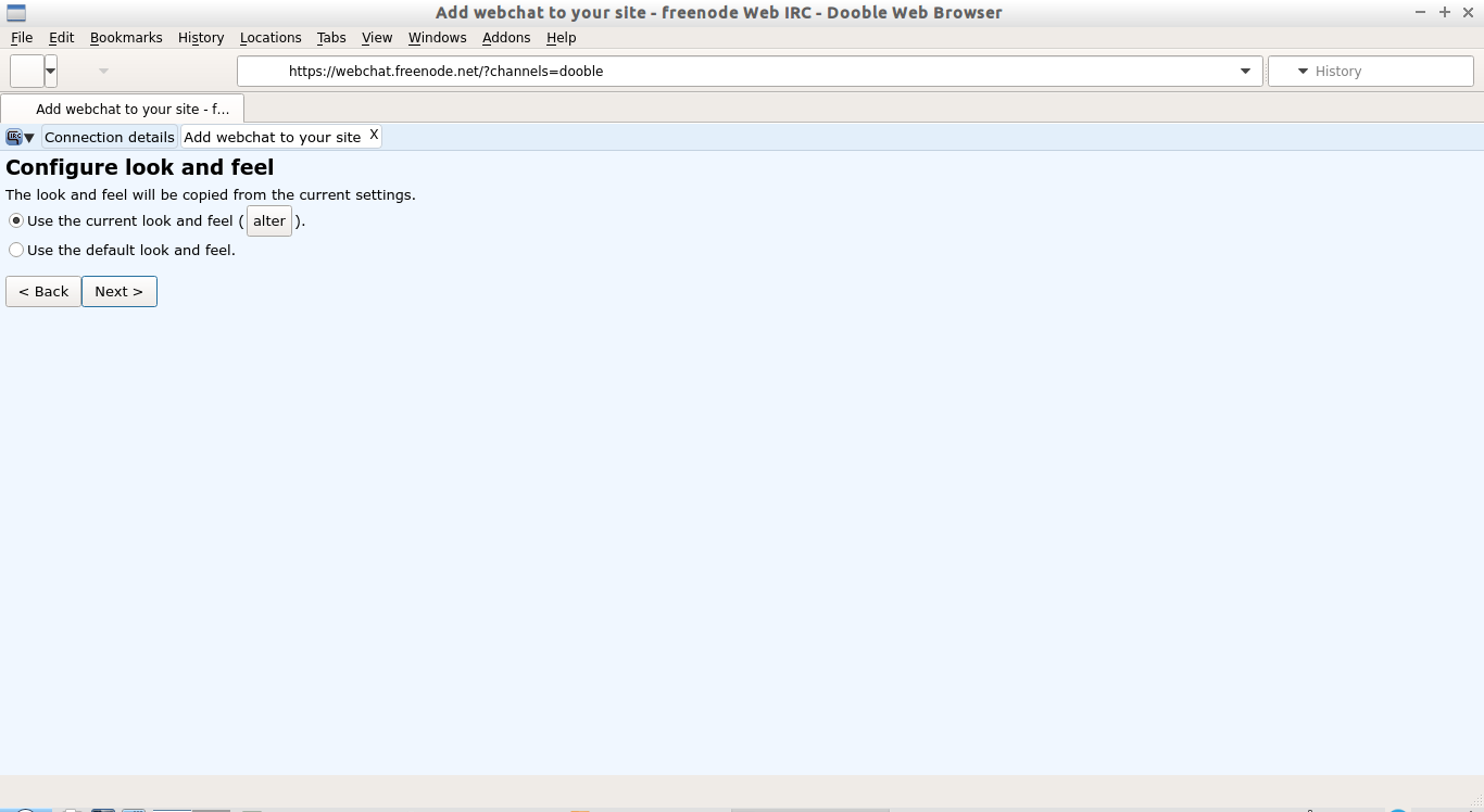 Add webchat to your site - freenode Web IRC - Dooble Web Browser_014