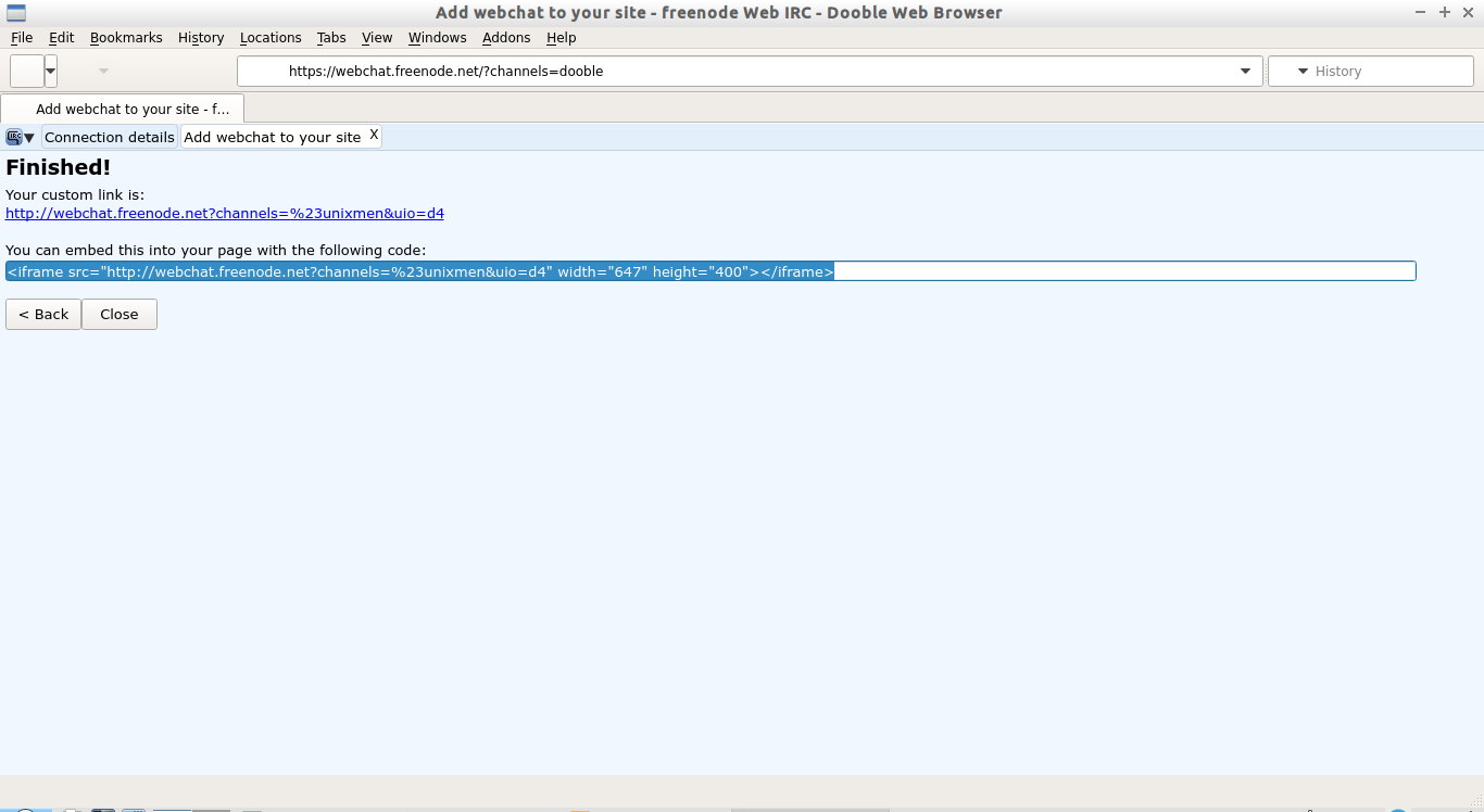 Add webchat to your site - freenode Web IRC - Dooble Web Browser_015