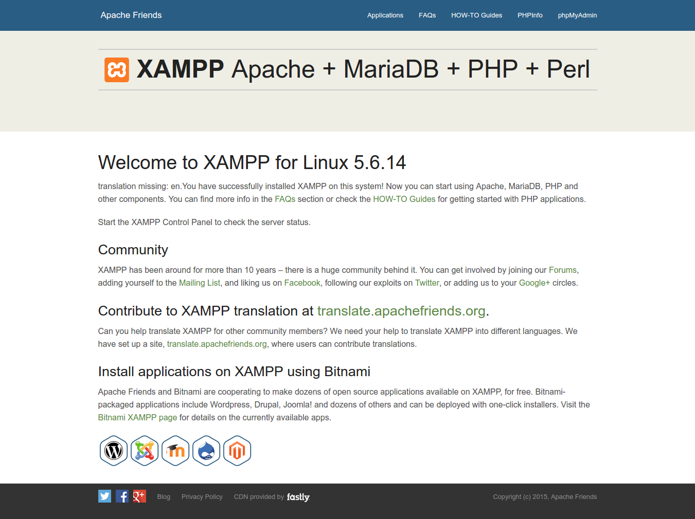 Welcome to XAMPP dashboard