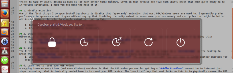 Ubuntu Shutdown Dialog