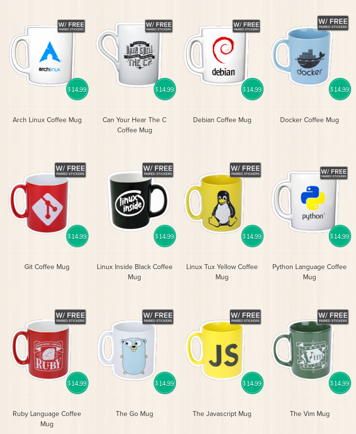 Cups Mugs on Linux Programming and Open Source Unixstickers - 8