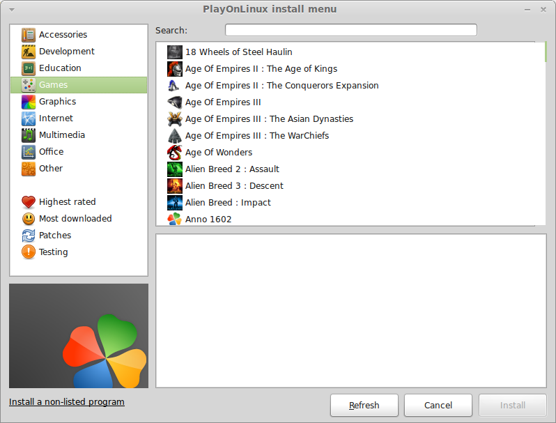 PlayOnLinux install menu 073
