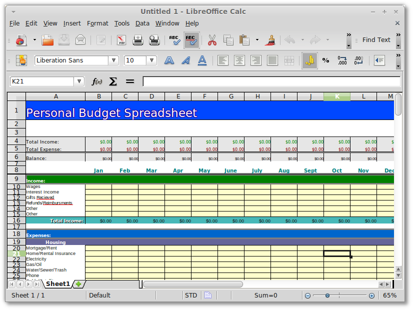 Libre Office Budget Template