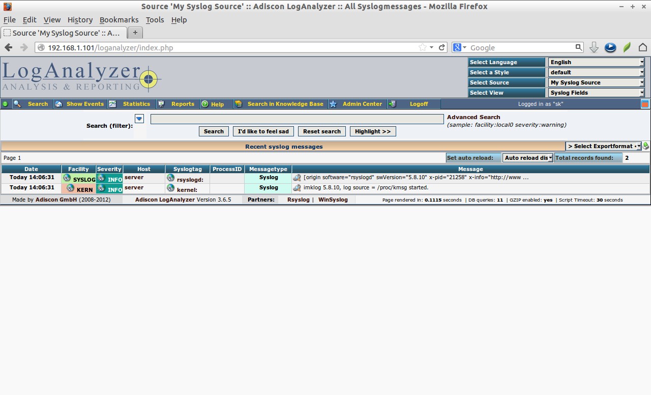 Log syslog. LOGANALYZER. LOGANALYZER Setup utf8. Rsyslog mmutf8fix.