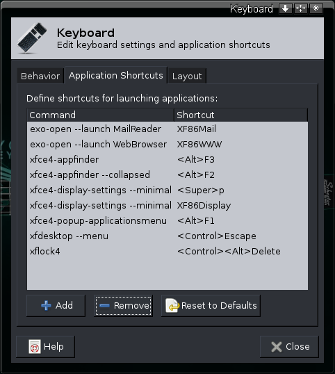 Selecting the Keyboard Option from the menu