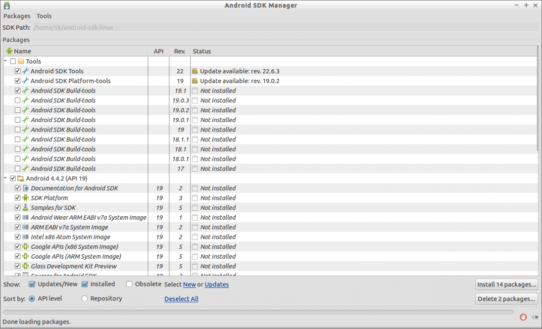 ubuntu install android sdk manager