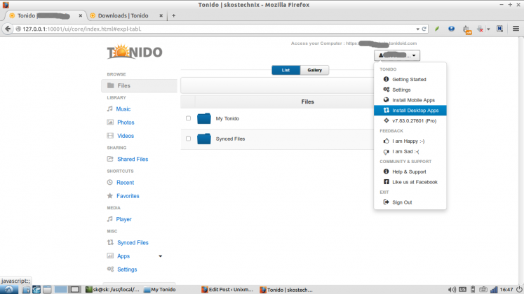 setup for tonido sync setup for tonido sync