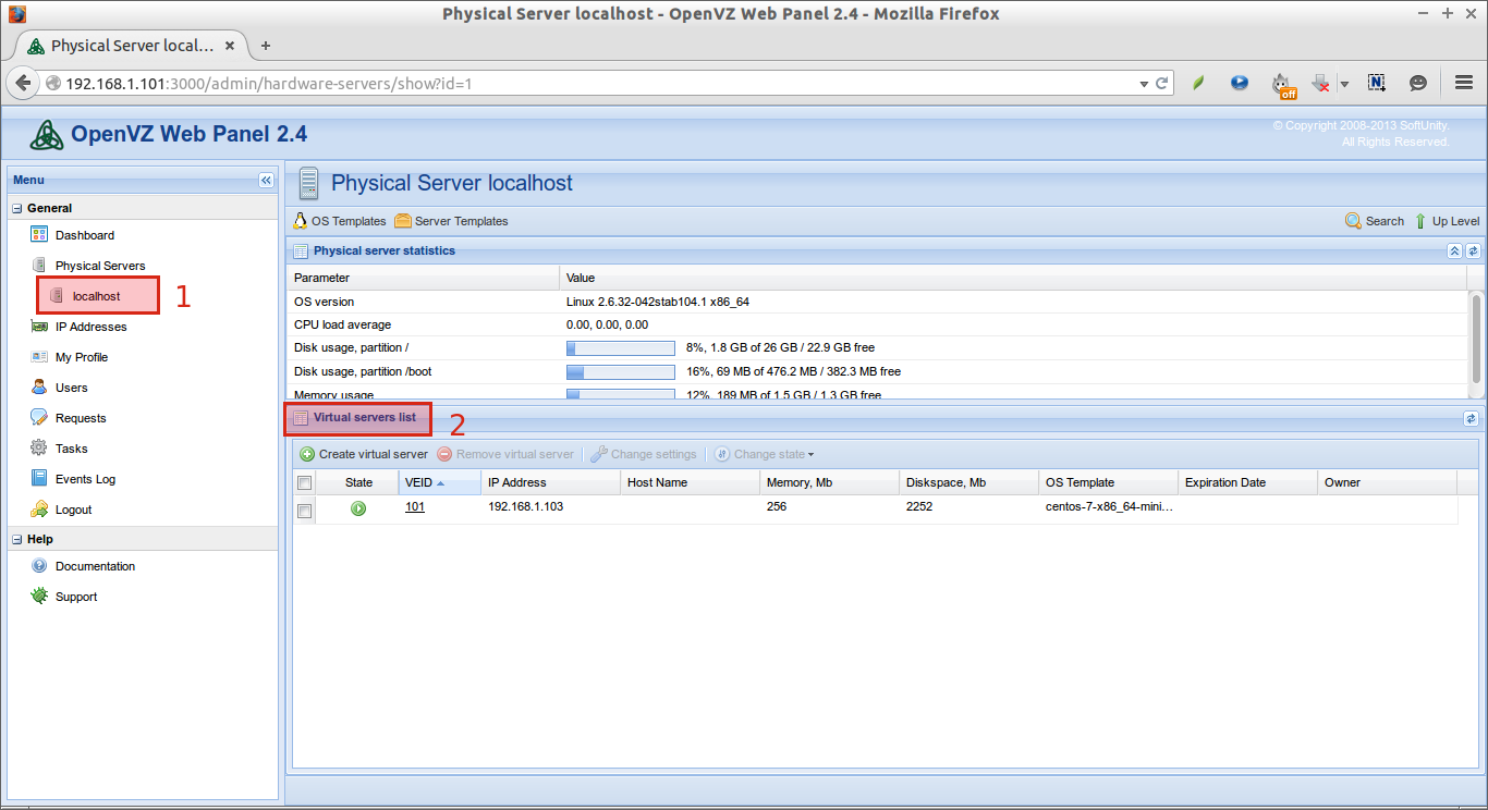 OpenVZ Web Panel Managing OpenVZ Containers Graphically Unixmen