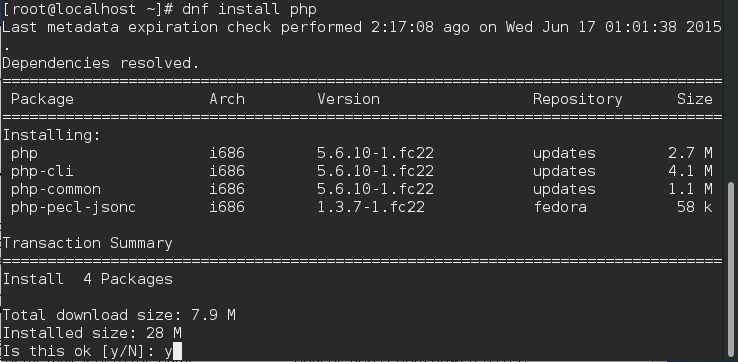 Installing PHP on Fedora 22