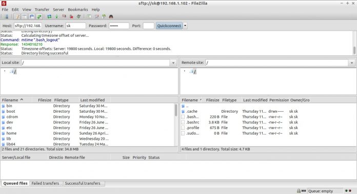setup sftp server filezilla
