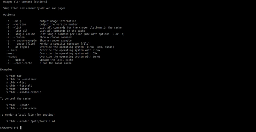 TLDR Pages - A Simplified alternative to Unix/Linux man pages