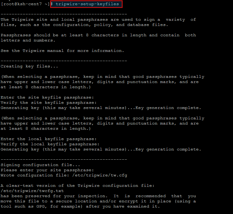 How To Install And Setup Tripwire IDS On CentOS 7 3 tripwire keys