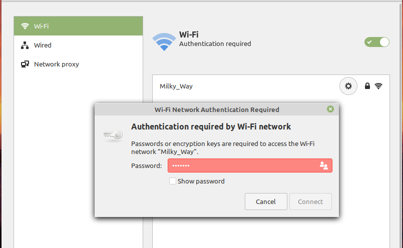 Provide password for authentication