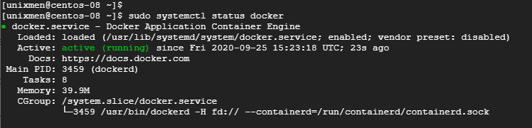 Check docker status install Docker on CentOS