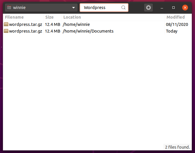 Find a file in Linux using catfish