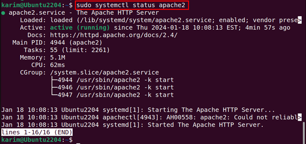 Verify Apache Status