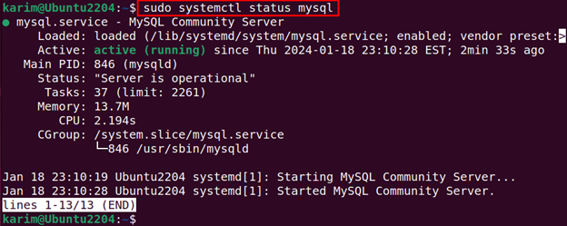 Verify MySQL Status