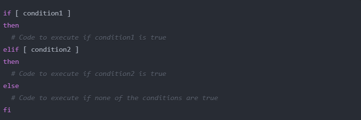 Multiple conditions using elif (else if) clauses