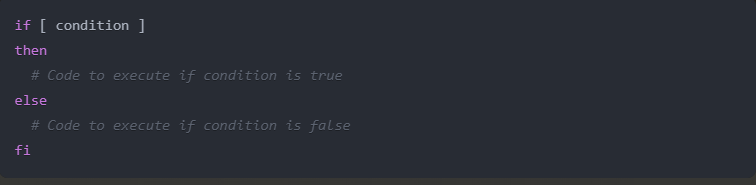 Structure of if else statement. 
