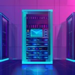 Proxy Server flat design front view internet privacy theme cartoon drawing Analogous Color Scheme